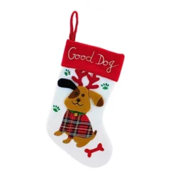 Transpac 14.5 Inch Good Dog Stocking Christmas Holiday Stocking , Bells Bone Treats Paw Prints (1PC) -Home decor GUEST fd95b3d4 40e0 4751 a05f 141809f71e72